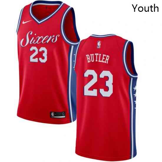 Youth Nike Philadelphia 76ers 23 Jimmy Butler Swingman Red NBA Jersey Statement Edition